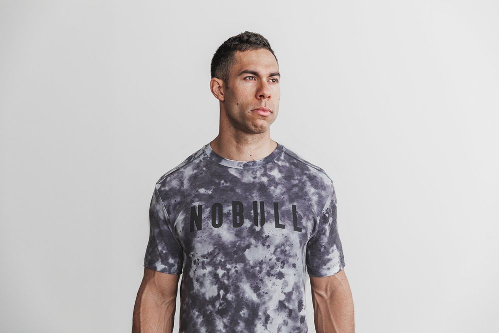 NOBULL Men's Tee - White & Black Tie-Dye - Ireland (4591BEYJK)